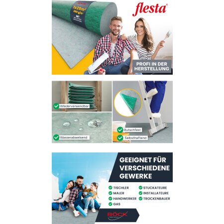 flesta® Abdeckvlies Haftvlies Premium 260g weiß 1 x 25 m