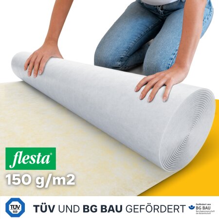 flesta® Abdeckvlies EasyTopper BG selbsthaftend für Boden und Treppe 150g, weiß/hellbunt, 1 x 10 m